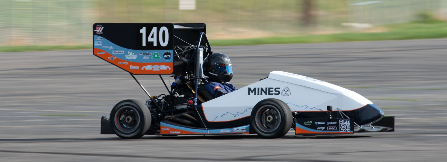 Formula SAE car on tilt test platform