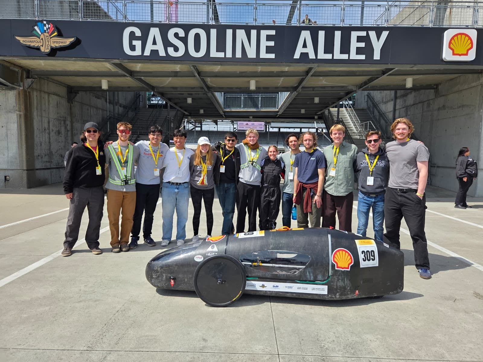 Shell Eco-marathon team at Indianapolis Motor Speedway Gasoline Alley